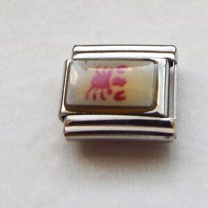 Pink Cancer zodiac sign photo 9mm stainless steel italian charm bracelet link